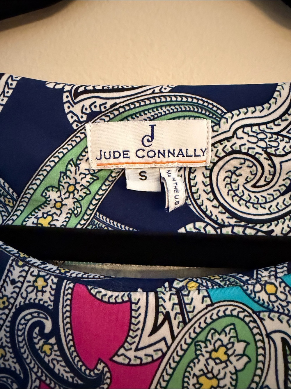 Jude Connally Sleeveless Paisley Shift Dress Pink Blue Green Size Small - Picture 5 of 5